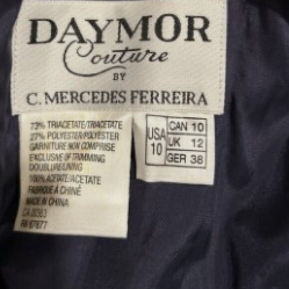 DAYMOR Couture Column Gown w/ Jacket Mother of Bride/Groom Blue Beaded Size 10 - Picture 14 of 16